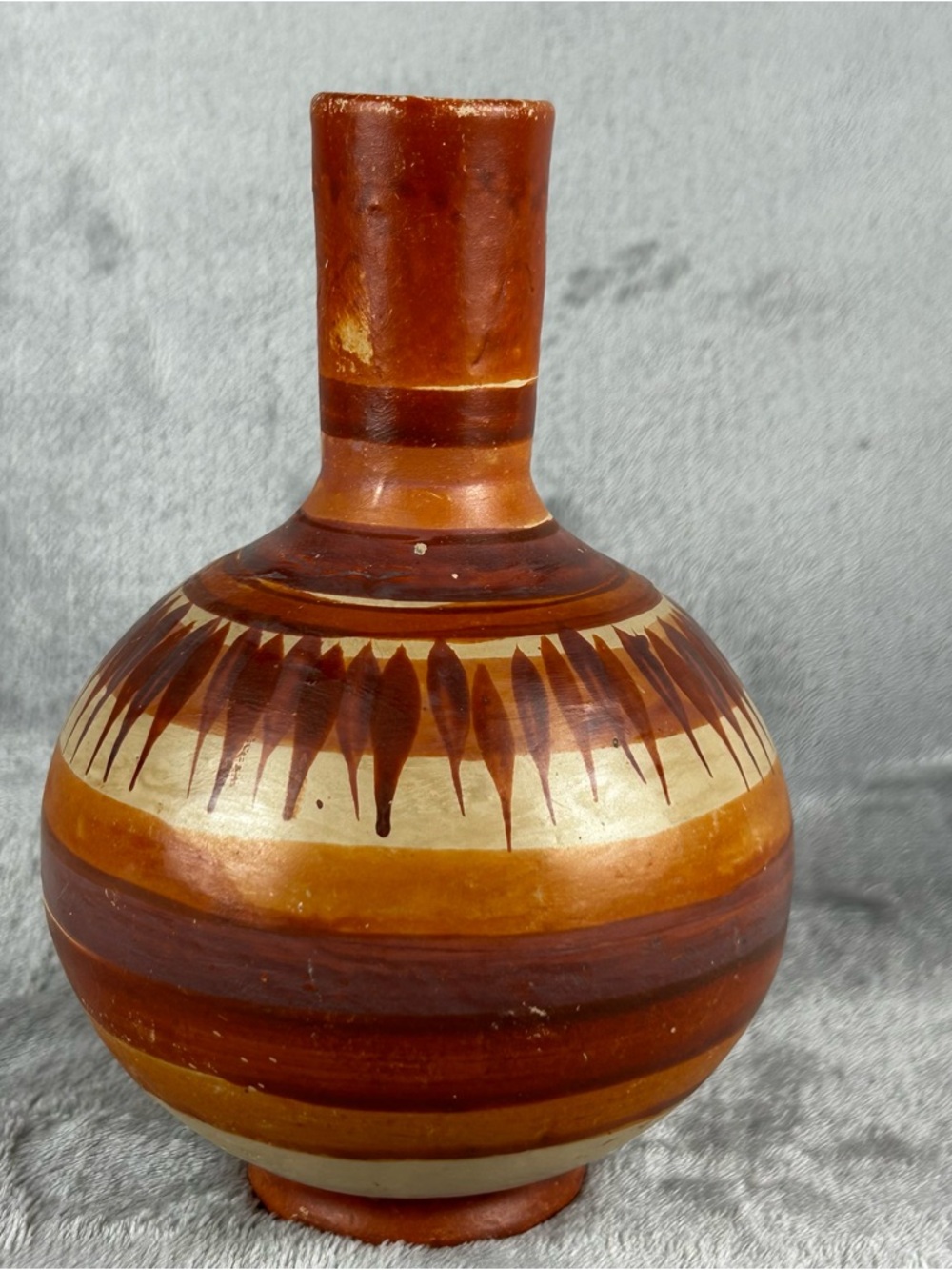 Vtg Tonala Style Mexican Vase Pottery Jug‎ Water Pitcher Hand Painted Clay Pot